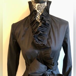 Elegant Black Ruffled Blouse